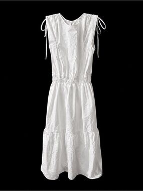 Frame Denim White Sleeveless Tiered Maxi Dress with Tie Straps